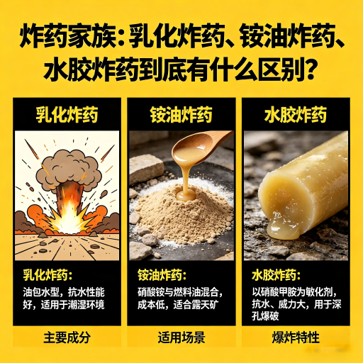 徐州炸药家族：乳化炸药、铵油炸药、水胶炸药到底有什么区别？